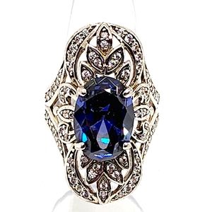 Stunning Sterling Silver Blue Crystal Ring